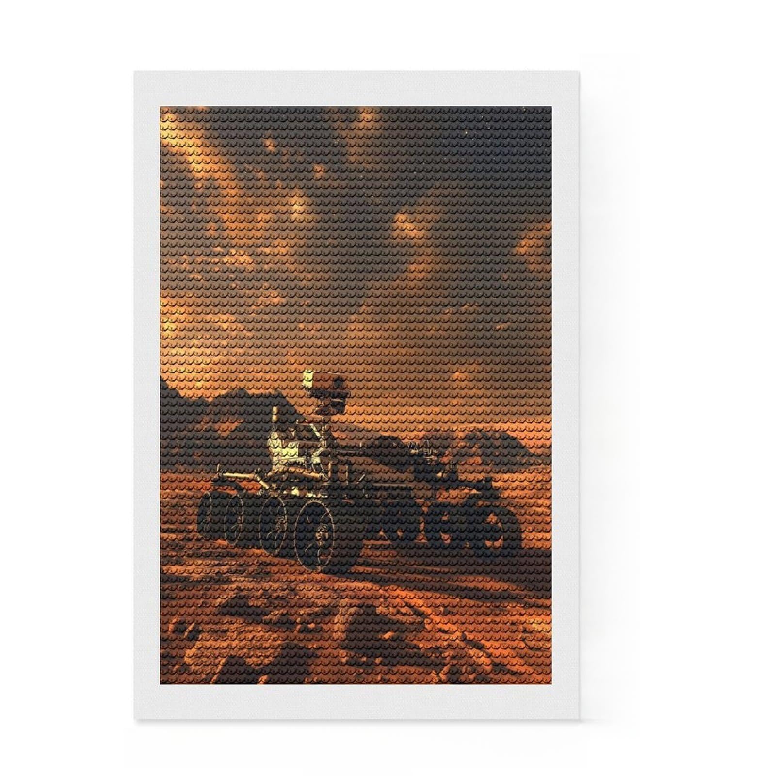 Junmoney Martian Rover Diamond Painting Canvas Set 8"x12", for Craft Lovers, Nice Detail and Sparkle, Boho Decor, Birthday Gift