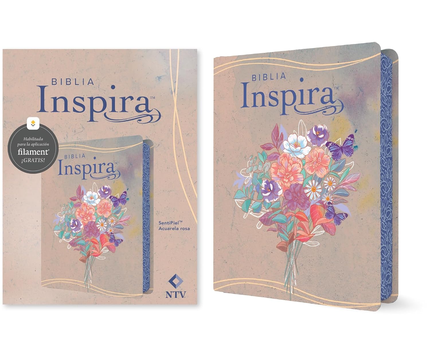 Biblia Inspira NTV con Filament (SentiPiel, Acuarela rosa) (Spanish Edition)      Imitation Leather – June 3, 2025