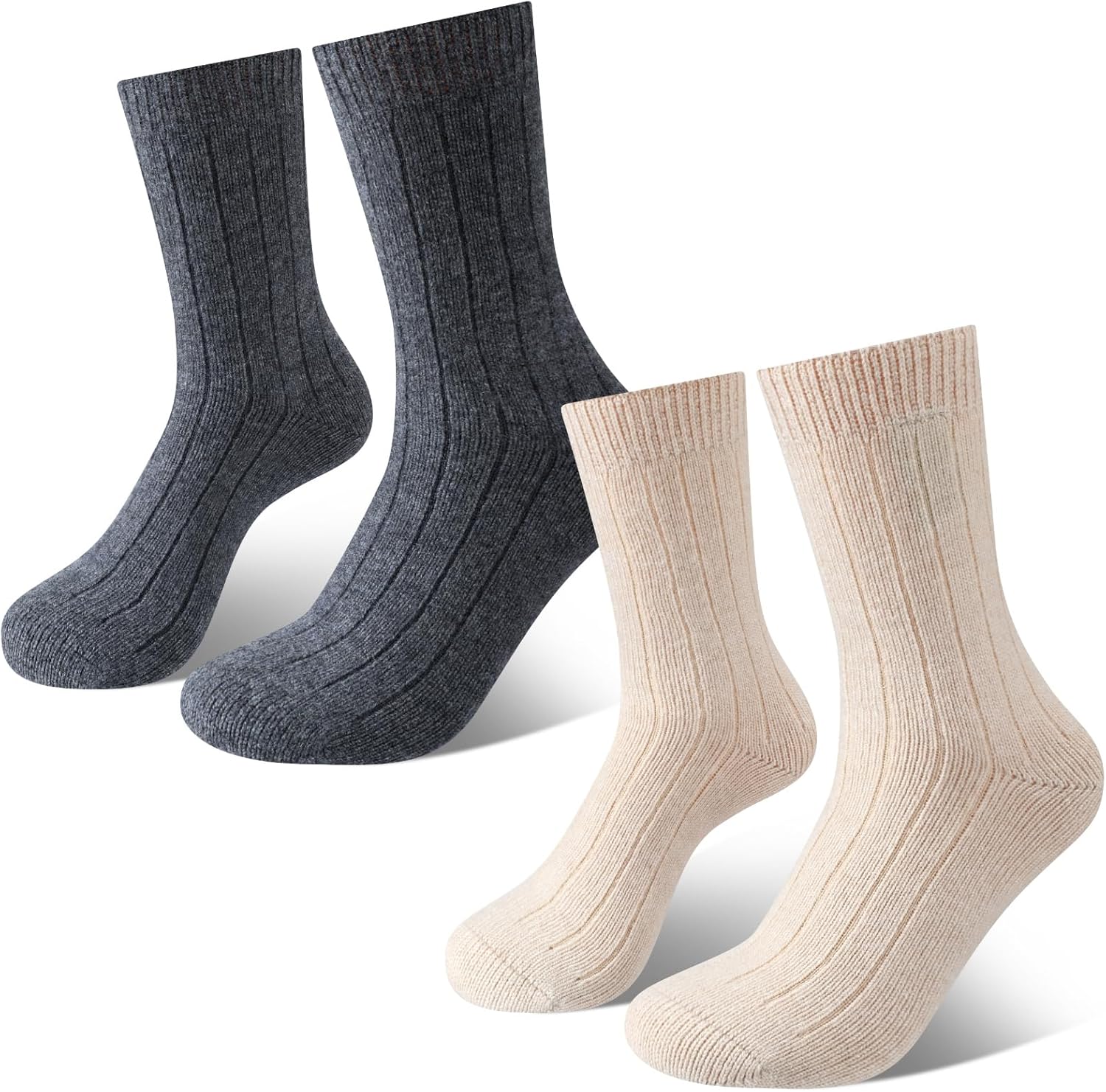 Chicingyou 2 Pairs Cozy 90% Cashmere Crew Socks for Women Men Gifts Soft Warm for Winter Home Bed Outdoor