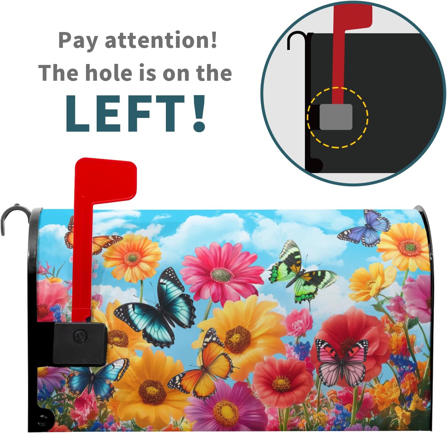 Spring Summer Mailbox Covers Magnetic Standard Size 18x21 Inch Colorful Wildflowers Butterfly Magnetic Mailbox Cover Spring Floral Mailbox Wraps Post Box Cover Decoration for Home Outdoor Outside