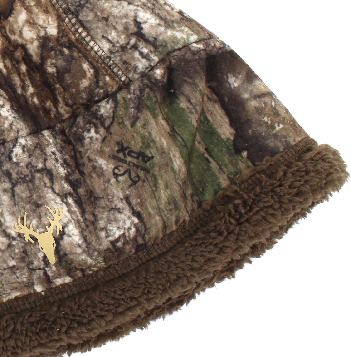 HOT SHOT Men’s Camo Twister Stormproof/Windproof Sherpa Lined Beanie – Realtree Outdoor Hunting Camouflage