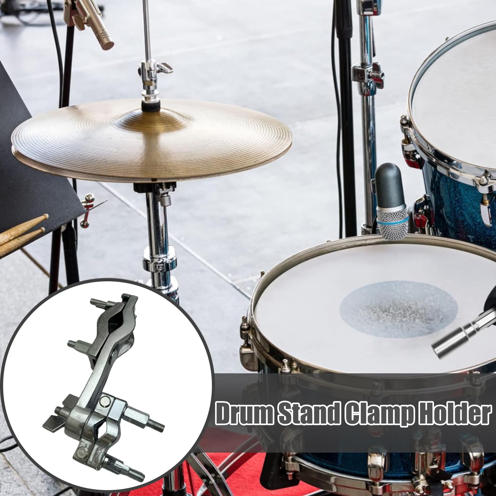 Generisch Schlagzeugzubehör - Montagehalterung Für Schlagzeug-Klemme,Stabil Verstellbare Leicht Montierbare Kompaktlösung Für Kuhglocken Percussion Musikinstrumente Musikerbedarf