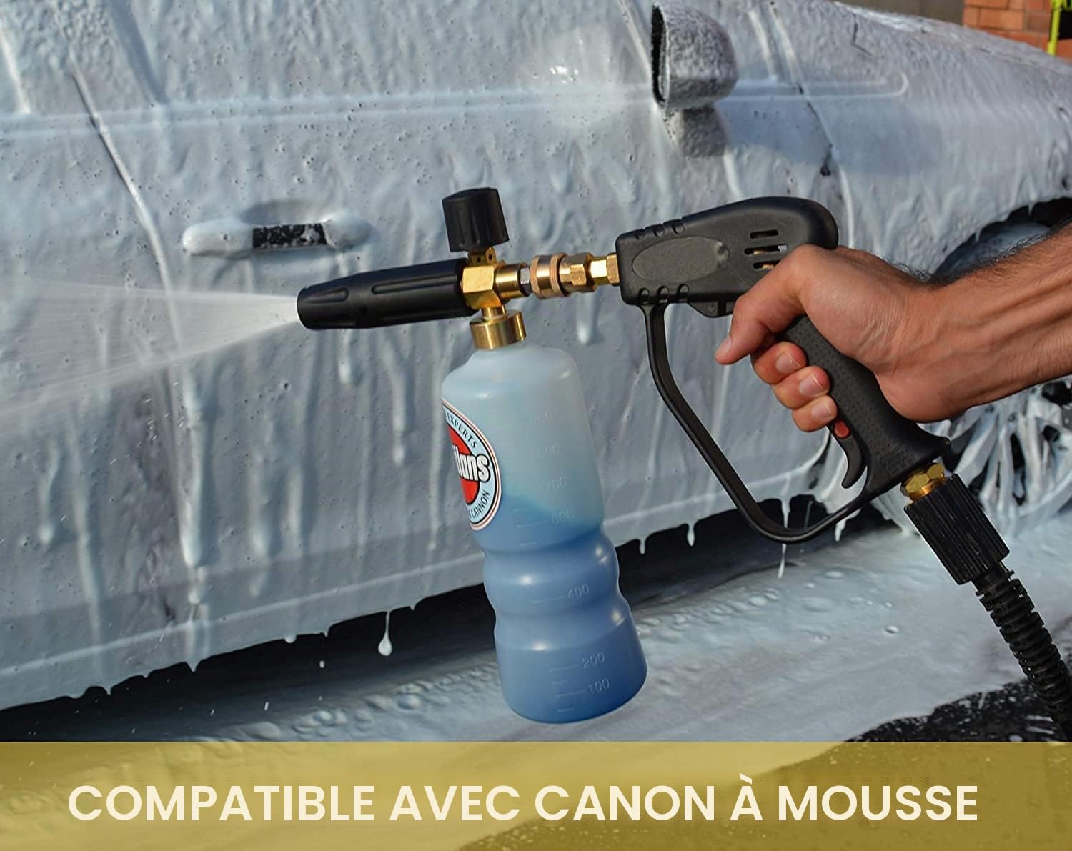 YUET Pistolet de Lavage Haute Pression 4350 PSI avec 5 Buses pour Karcher | Pulvérisation, Pistolet de Nettoyage de Voiture, Interface M22(14mm),1/4" Connexion Rapide, Adaptateur pour Kärcher K2-K7