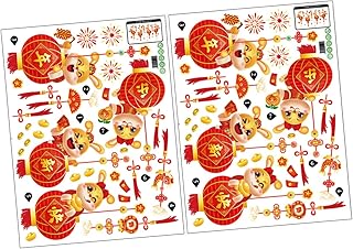NOLITOY 8 Folhas Adesivos De Janela De Ano Novo Adesivo De Porta De Coelho Adesivo De Janela De Lanterna Chinesa Adesivos De Janela De Coelho Presentes De Coelho Decalques De Parede Para