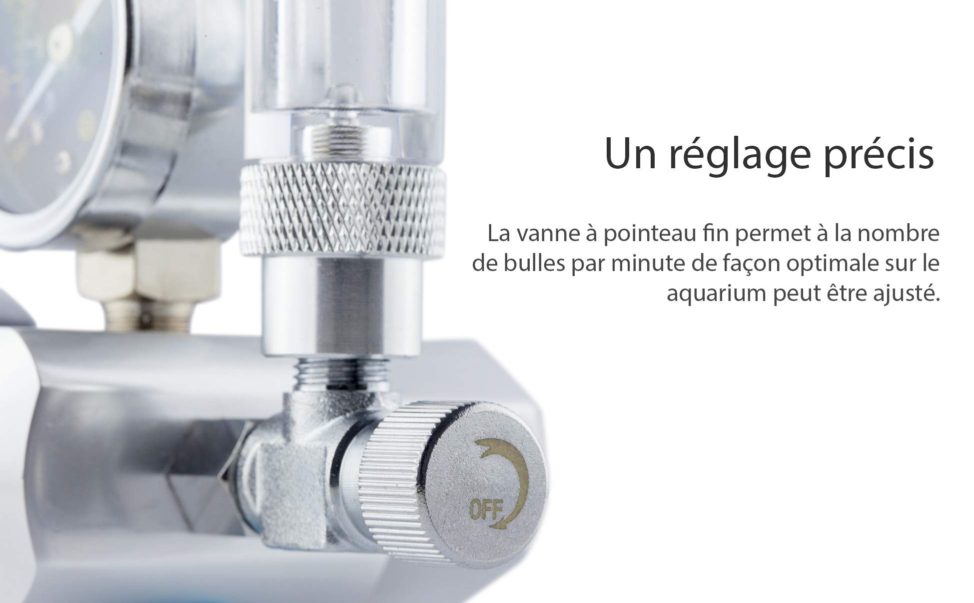 Réducteur de Pression CO2 avec Arrêt Nocturne, Régulateur de Pression pour Aquarium, Aquariophilie avec Compteur de Bulles d'air