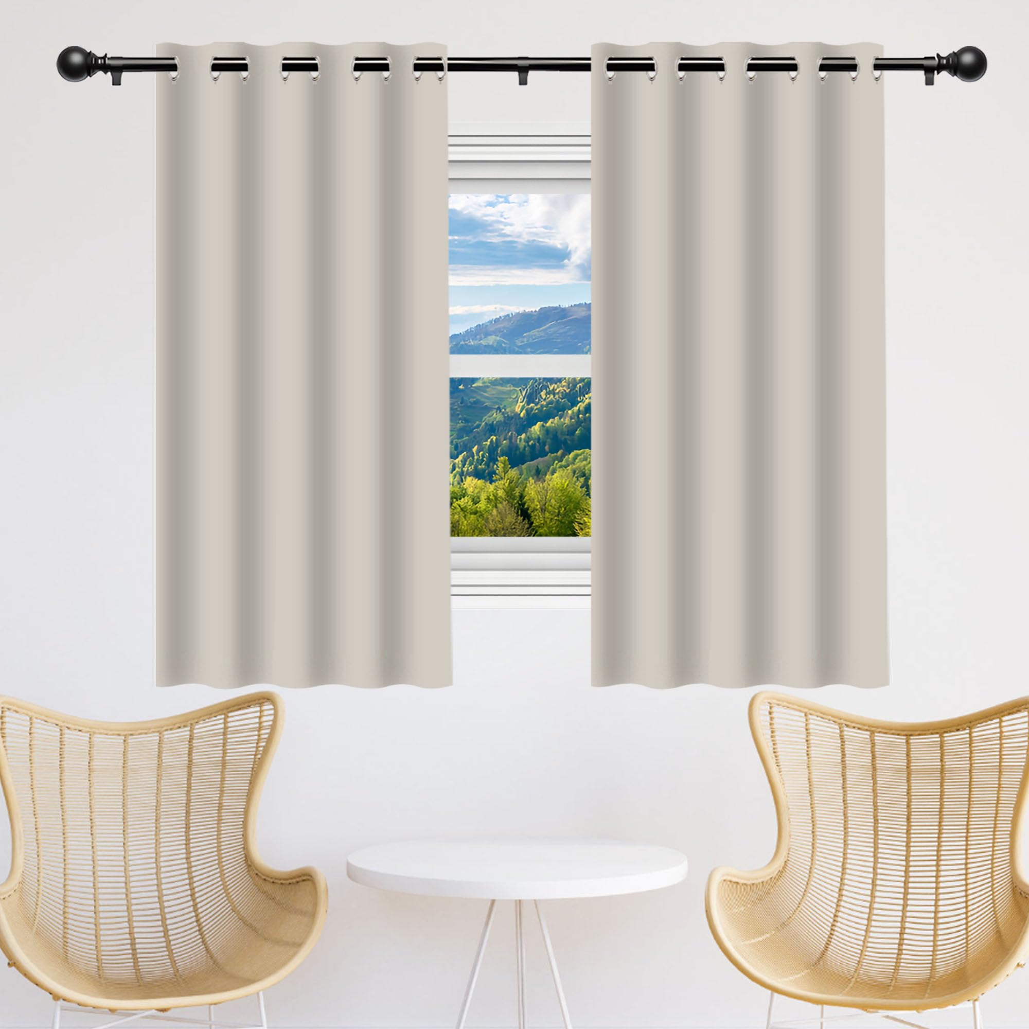 Rideau occultant beige 200 x 185 cm isolant thermique pour le salon