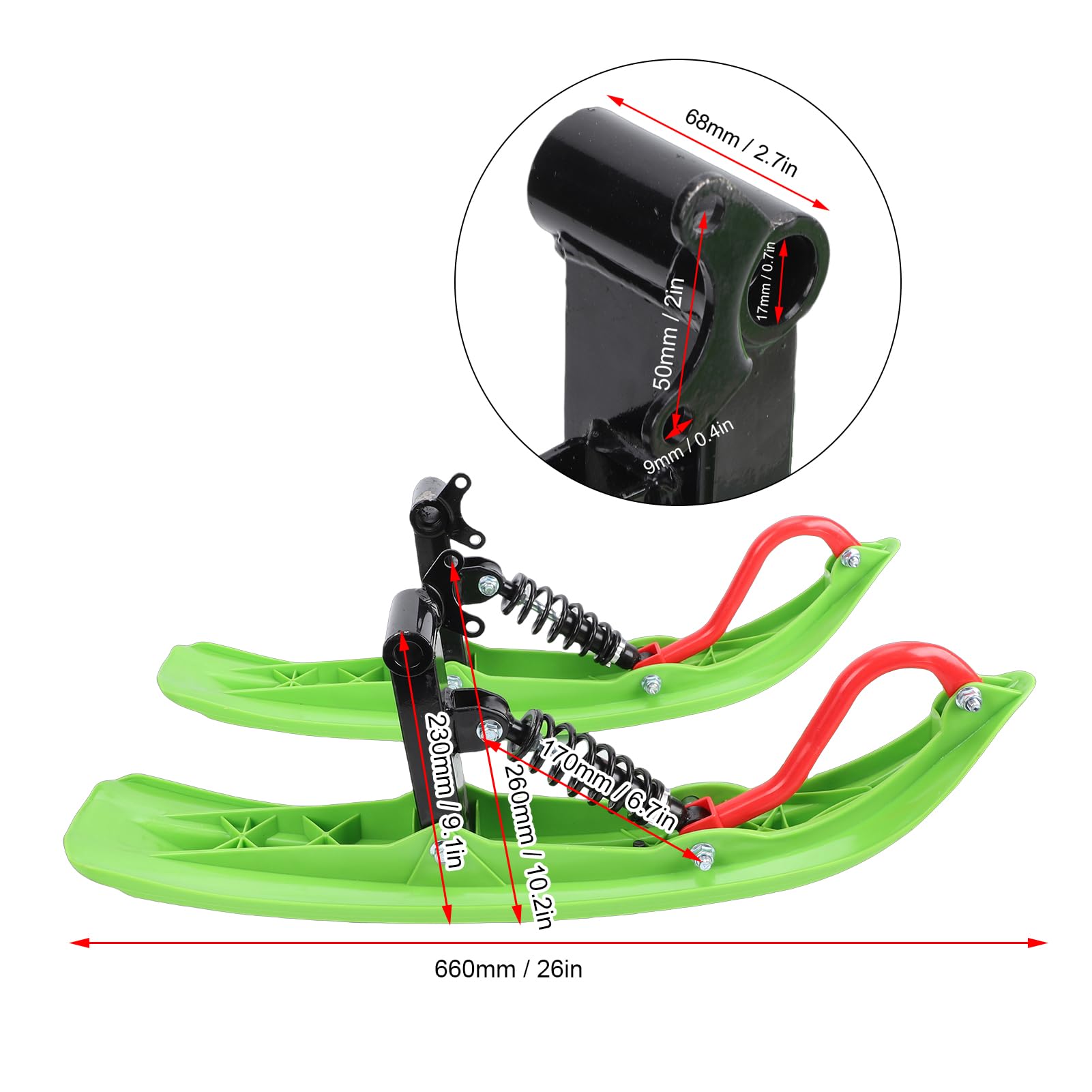 Cocoarm Planche de Luge pour VTT, Version avec Frein à Disque, Construction Durable en Métal et ABS, Idéale pour la Neige et la Boue avec stabilité et Adhérence Améliorées pour Les VTT