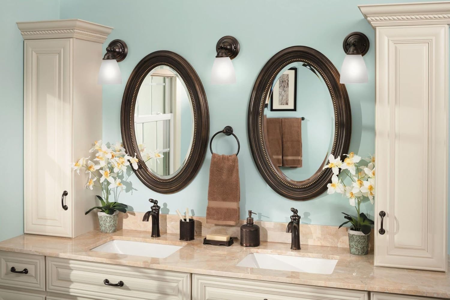 Moen YB2261ORB Brantford 1-Light Dual-Mount Bath Bathroom Vanity Fixture with Frosted Glass, Oil Rubbed Bronze