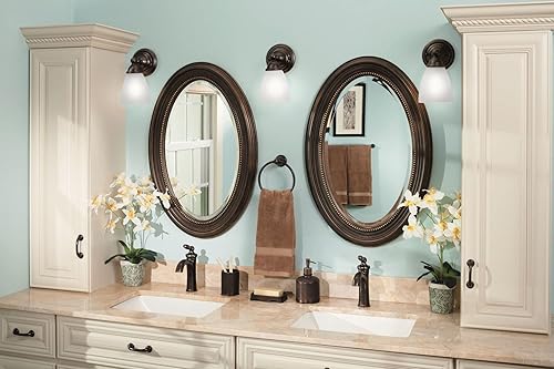 Miniatura 2 de Moen YB2261ORB Brantford - Accesorio de tocador de baño de doble montaje con 1 luz con vidrio esmerilado, bronce aceitado