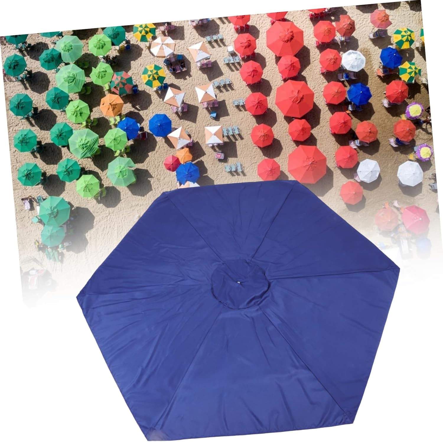 Kisangel Patio Umbrella Replacement Canopy 6-piece for Outdoor Deck Umbrella Deck Umbrellas Canopy Replacement for Garden Umbrellas Rainproof Fabric Navy Blue