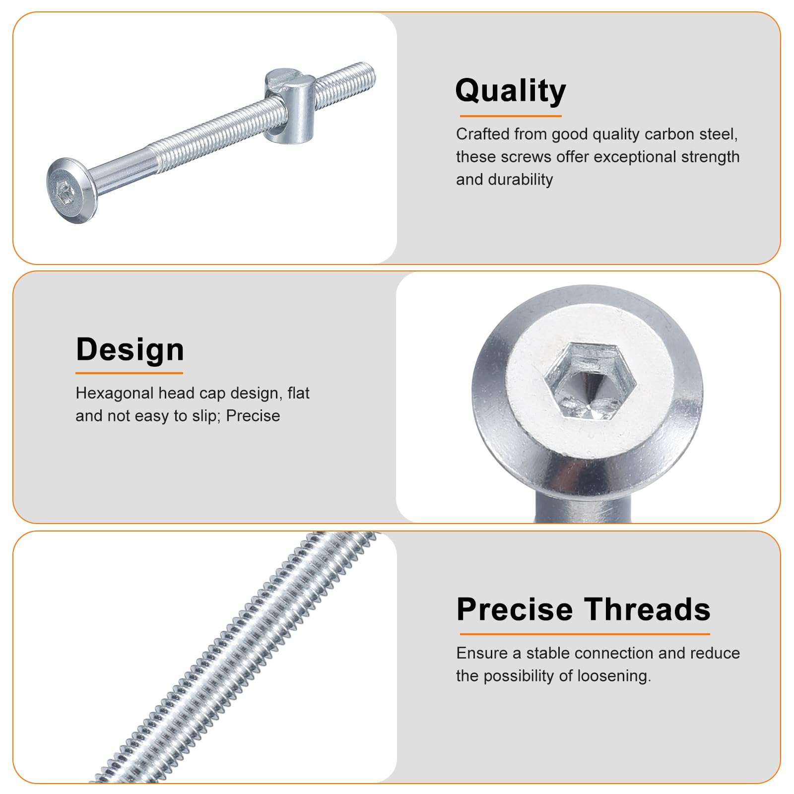 TA-VIGOR M6 x 80mm Hex Socket Head Furniture Bolts and Barrel Nuts Set, Bed Frame Connecting Screws with Wrench - Image 4