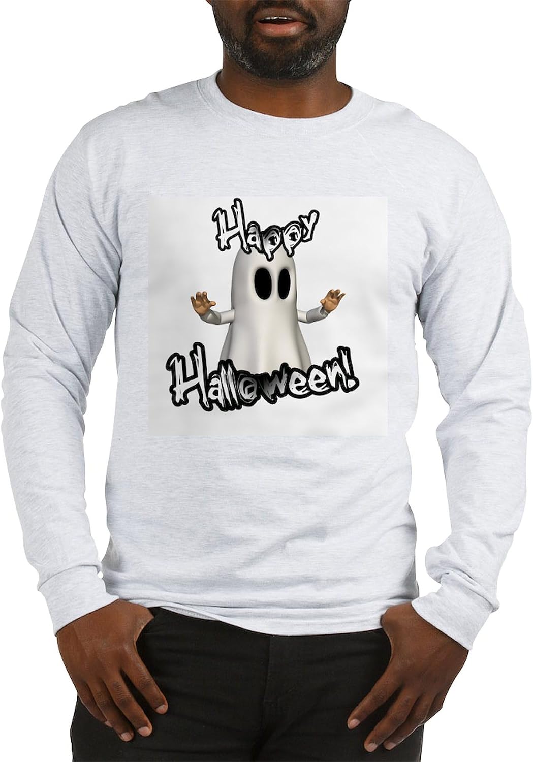 CafePress Ghostly Halloween Long Sleeve T Shirt Unisex Cotton Long Sleeve Light T-Shirt