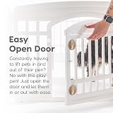 IRIS USA Dog Playpen with Door, 24” 6 Panel Pet Exercise Pen – Indoor Outdoor Puppy Play Pen, Portable Plastic Pet Fence for Small Medium Dogs, Foldable 61” x 61” x 24”, White