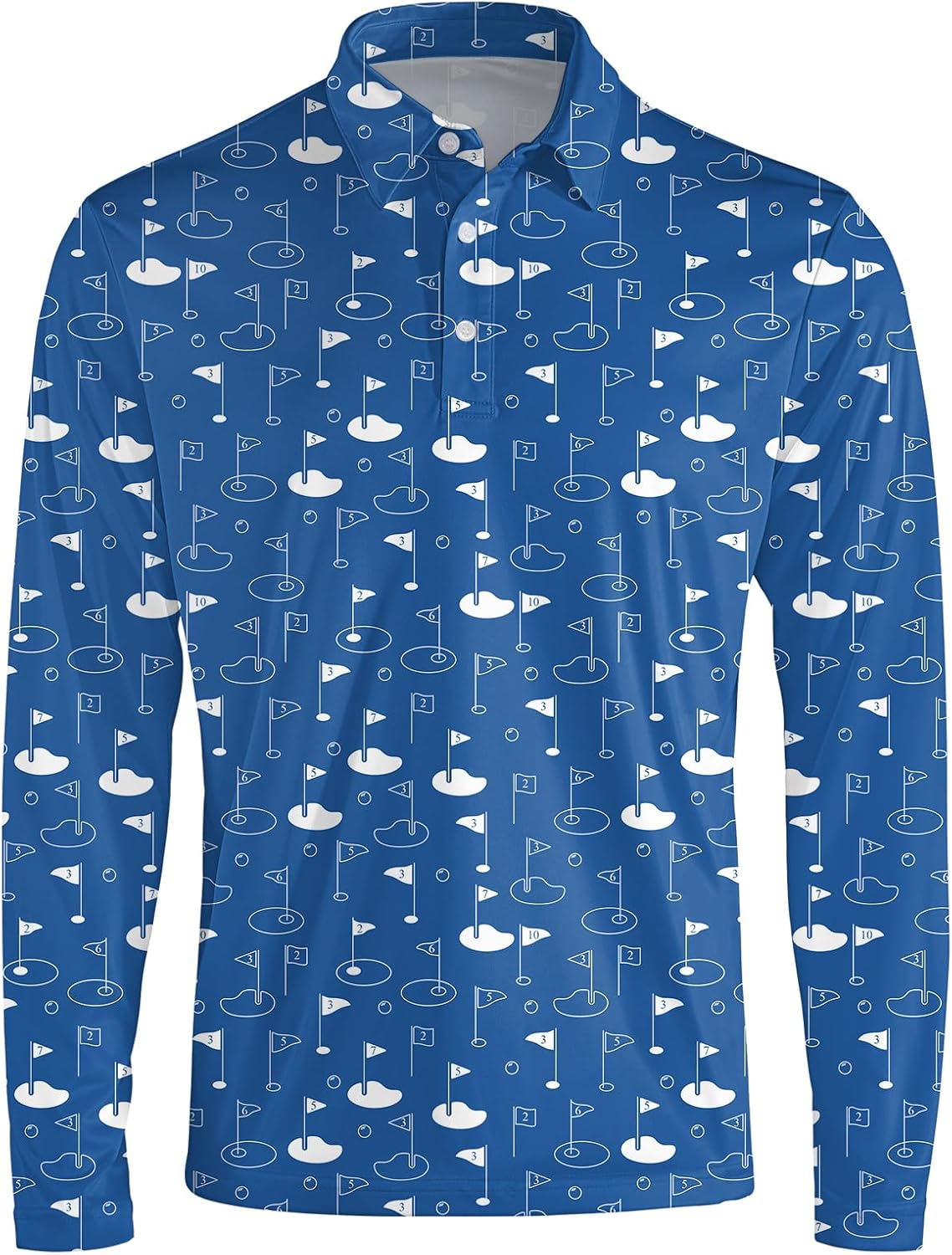 Men's Long Sleeve Golf Shirt Quick Dry 3 Button Work Fishing Outdoor Casual Collar Shirt