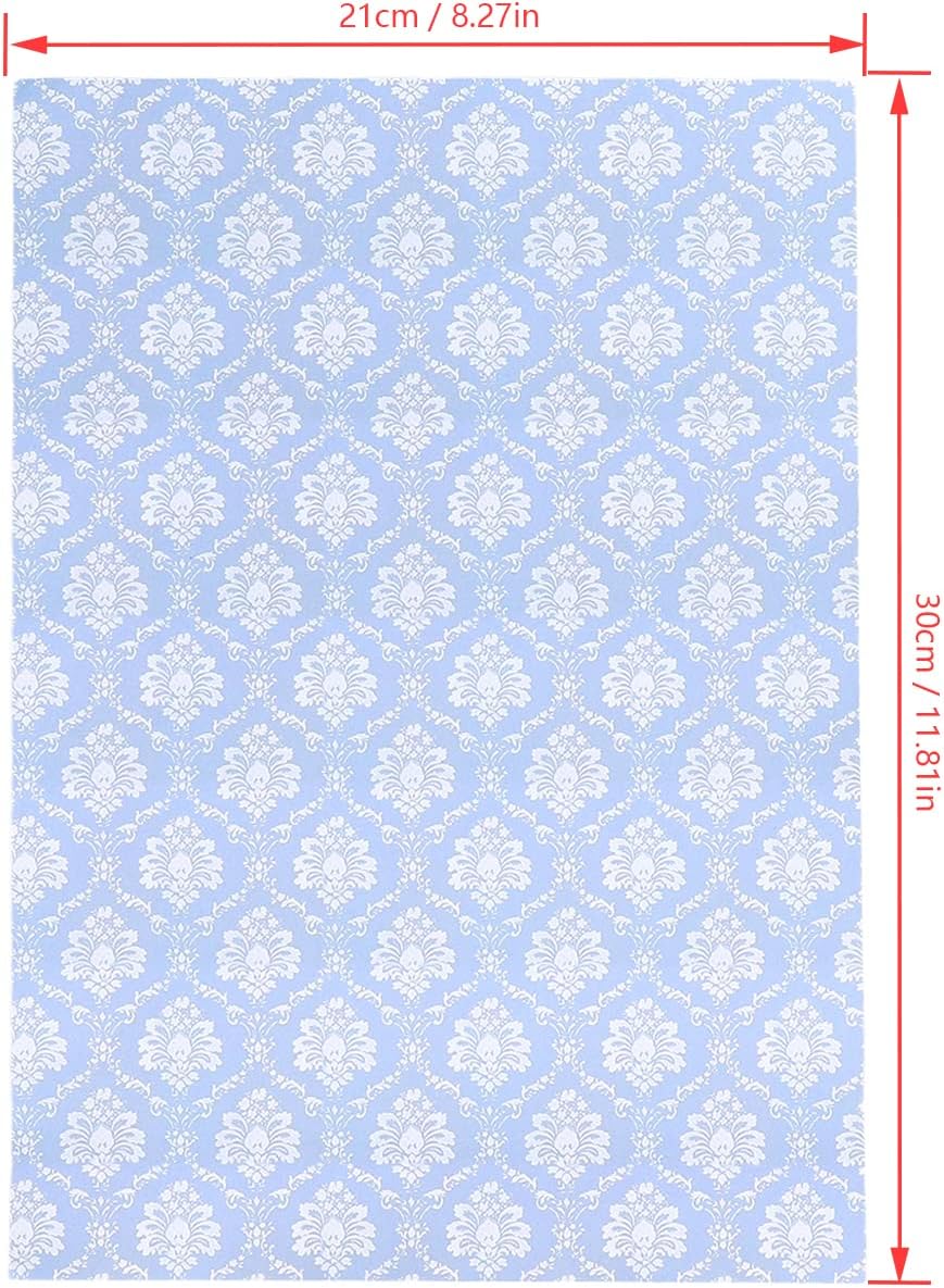 Joyzan Dollhouse Wallpaper, Miniature Dolls House Wall Paper Card Sticker Pull Stick Self Adhesive Mini DIY Flooring Peel Living Room Bedroom Decoration Lovely Sheets Floorboards Accessories 4Pcs