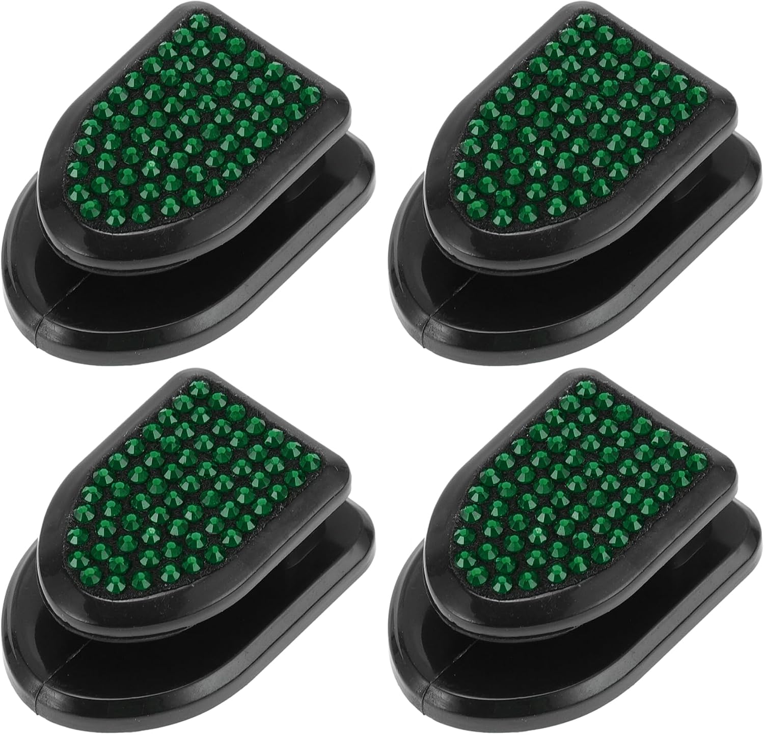 4 Pcs for Purses and Bags, Umbrella Etc Car Storage Hooks Sturdy Car Adhesive Hooks Green ABS Rhinestone 1.18"x0.83"