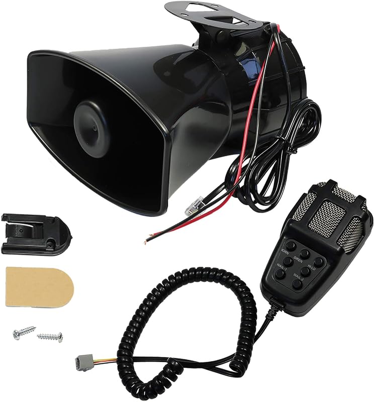 Bocina de sirena de auto Sirena de sonido de 7 tonos Micrófono de policía parlante PA Sistema de auto Emergencia con amplificador de micrófono-100W Bocina eléctrica de sonido de emergencia-12V