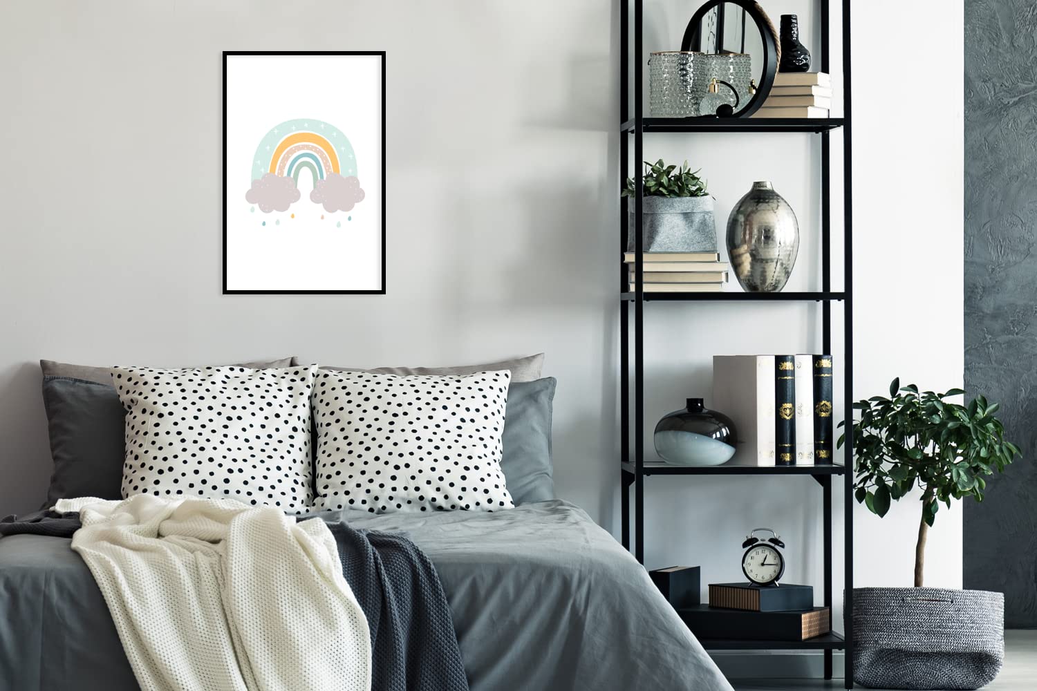 MuchoWow Poster Bilder Wanddeko Deko Wohnzimmer 40x60 cm Regenbogen - Wolken - Regen - Kinder - Pastell