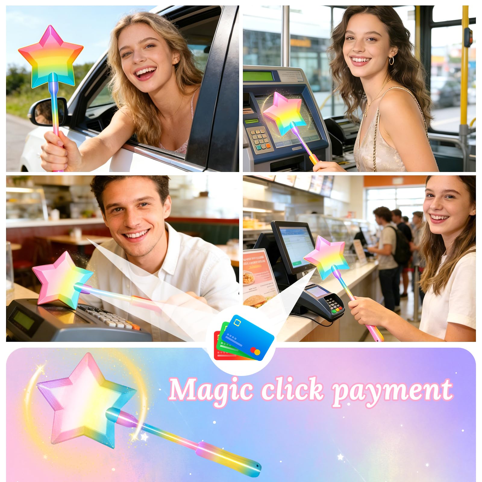 Credit Card Wand, 3D Printed Magic Tap to Pay Wand, Star Magic Wands Digital Payment Star Wands for Easy Checkout Suitable Scenarios for Card Payment 1pcs — view 3