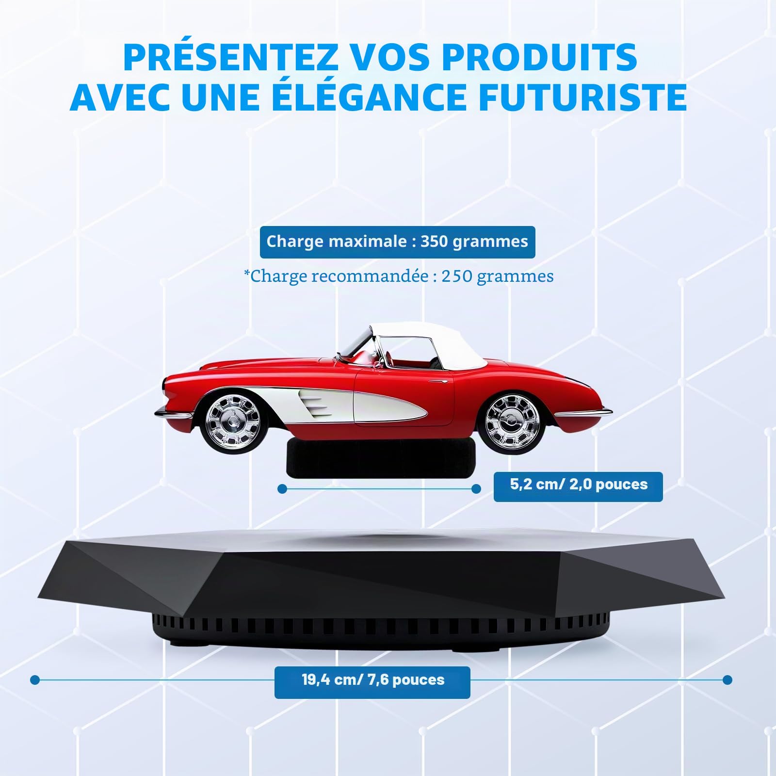Présentoir en lévitation magnétique pour objets de collection et voitures miniatures, présentoir flottant pour jouets et figurines, plateforme flottante, lévitateur rotatif Maglev et support