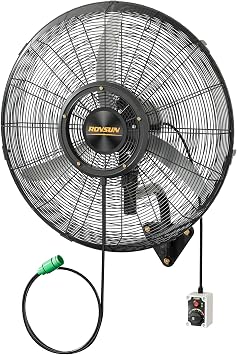 ROVSUN 30inch Outdoor Misting Wall Mount Fan with BLDC Motor & Spray Ring, 4-Speed High Velocity Industrial Wall Mist Fan with Wired Remote, Waterproof Oscillating Mister Fan for Outside, Patio