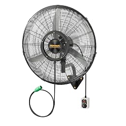 ROVSUN 20inch Outdoor Misting Wall Mount Fan with BLDC Motor & Spray Ring, 4-Speed High Velocity Industrial Wall Mist Fan with Wired Remote, Oscillating Waterproof Mister Fan for Outside, Patio, Farm