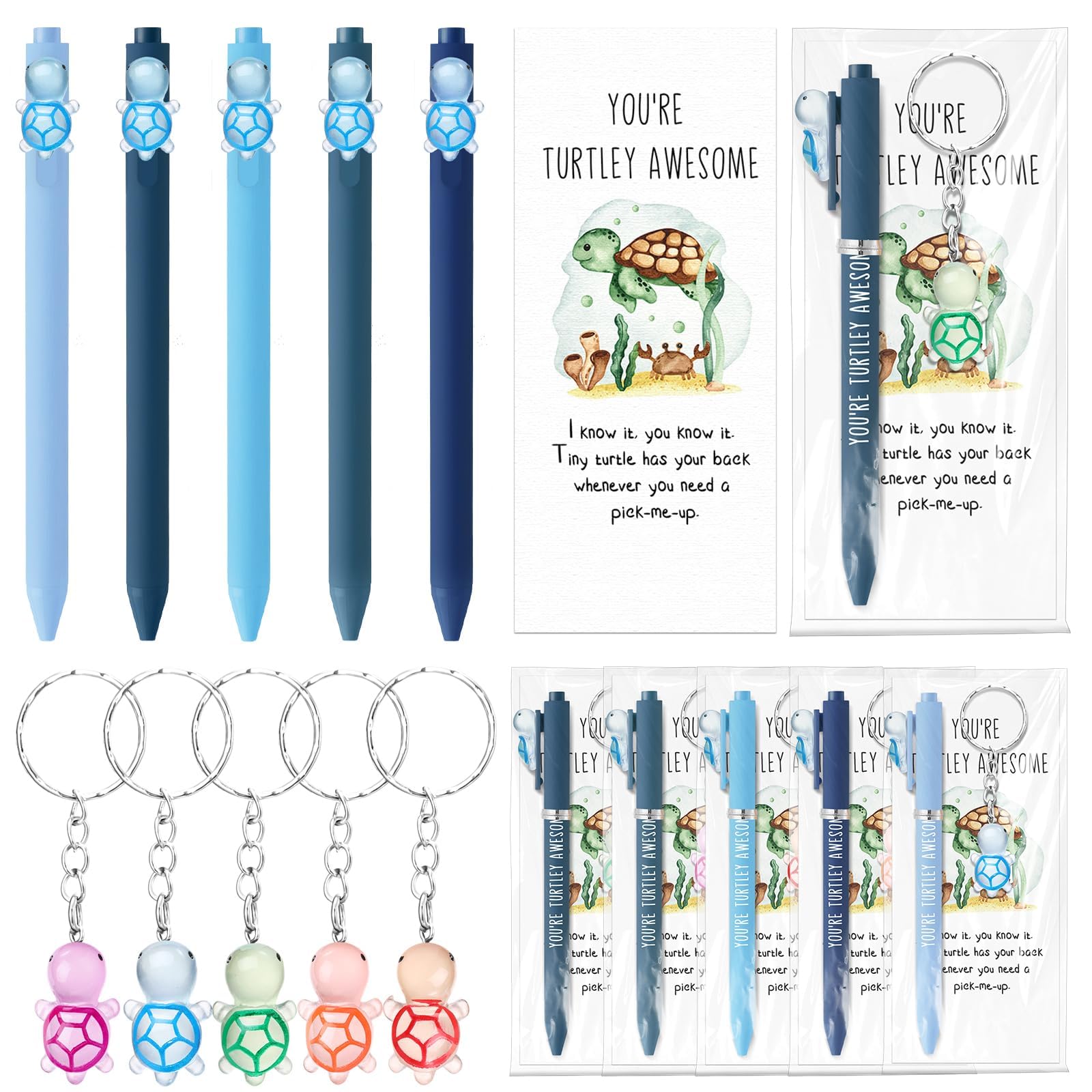 30 Sets You're Turtley Awesome Inspirational Gift,End of Term Gifts for Children Turtle Pens,School Leavers Gifts Class of 2026 for Students from Teacher,Employee Appreciation Gift for Coworker Team