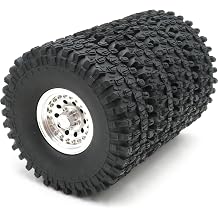 4pcs 1.9 Beadlock Wheels and Tires Height 120mm Tyre & Aluminum Rims with Heavy Metal Rings for 1/10 RC Mud Crawler Truck SCX10 TRX4 CC01, HS700651