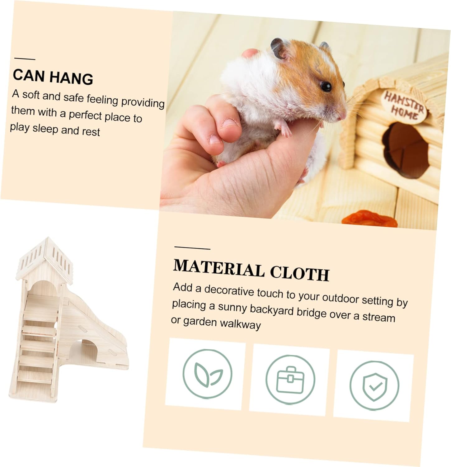 PAREKS 3pcs Wooden Landscaping House Wooden Toys Sports Toys Hedgehog Toys Hamster Houses hideouts Hamster Accessories Hamster Climbing Ladder Climbing Ladder Toy Hamster Ladder Toy pet/2541