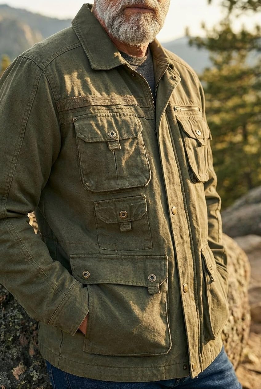 Boulder Creek by KingSize Men's Big & Tall 9 Pocket Twill Utility Jacket