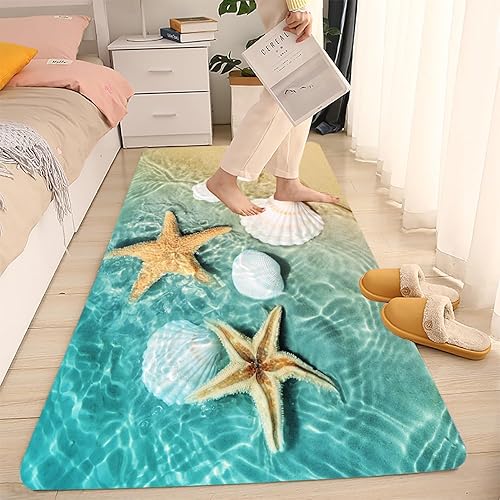 Miniatura 5 de Alfombras de baño de espuma de esponja absorbente suave para baño y cocina (23.5 x 59 pulgadas), tapete de franela antideslizante brillante