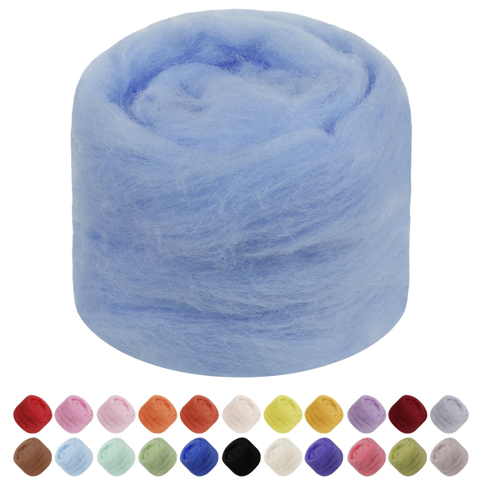 JeogYong Needle Felting Wool, 1.76oz Wool Roving Chunky Wool Yarn, Blue Wool Roving Yarn for Needle Felting, Wet Felting, Felting Projects, DIY Crafts