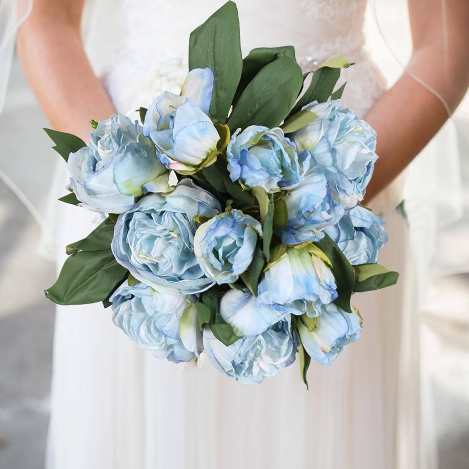 IPOPU Blue Silk Flowers Artificial Peonies 5PCS 10heads Vintage Fake Peonies Blue Silk Peonies with Stems Real Look for Spring Decorations Floral Arrangements Home Table Centerpiece - Image 2