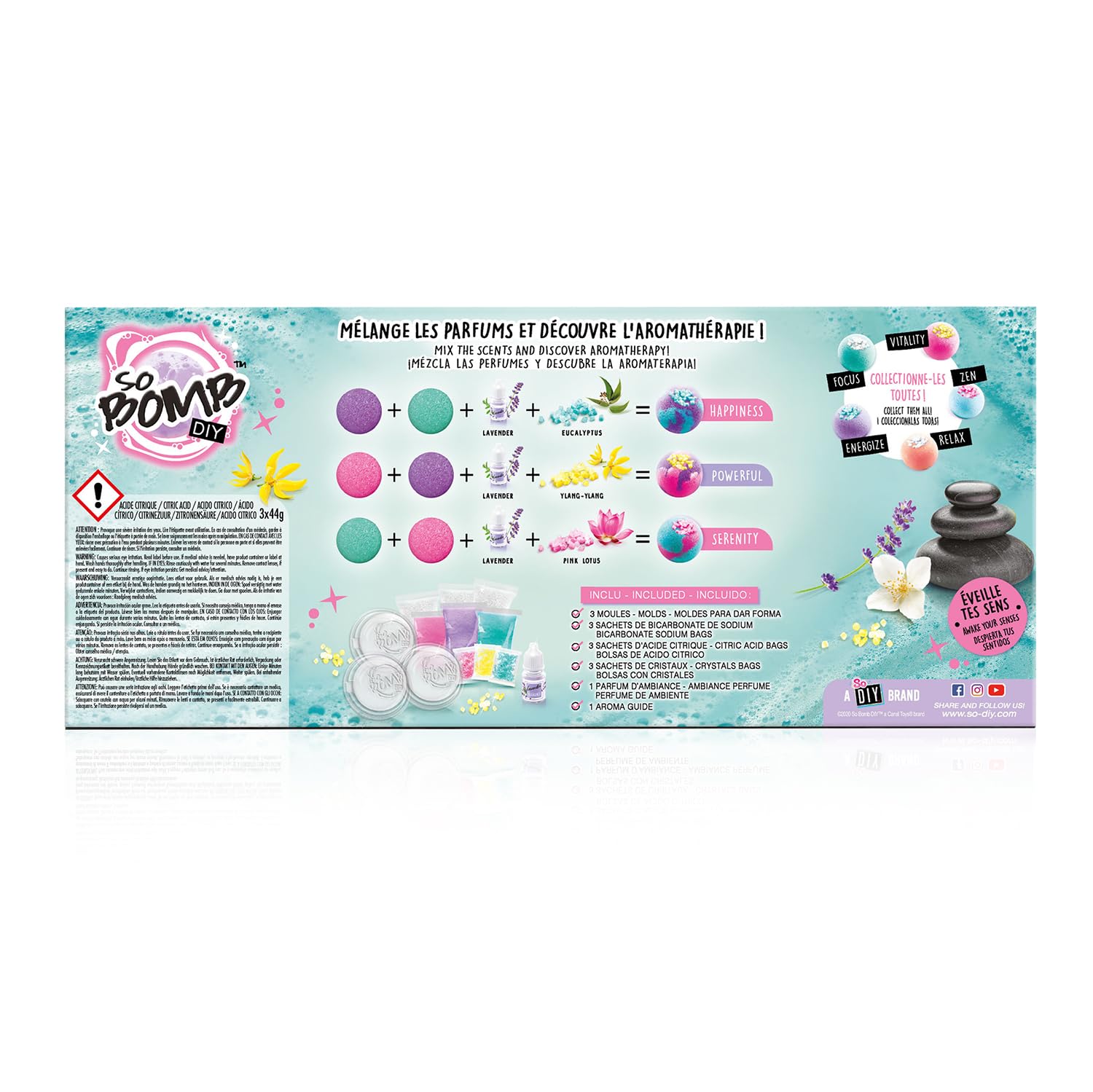 CANAL TOYS - So DIY - Kit pour creer 3 boules de bain effervescentes - Aromatherapie - So Bomb - Bath Bomb 3 Pack - BBD 039