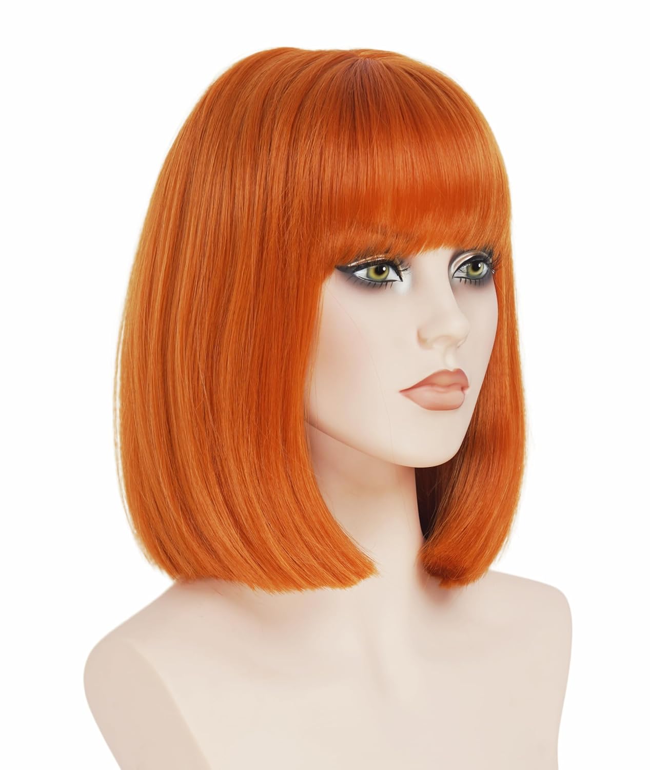 14 Inches Ginger Wigs for Women Short Straight Bob Auburn Wig with Copper Red Bangs Synthetic Hair for Daily Use,Cosplay, Halloween - Image 6