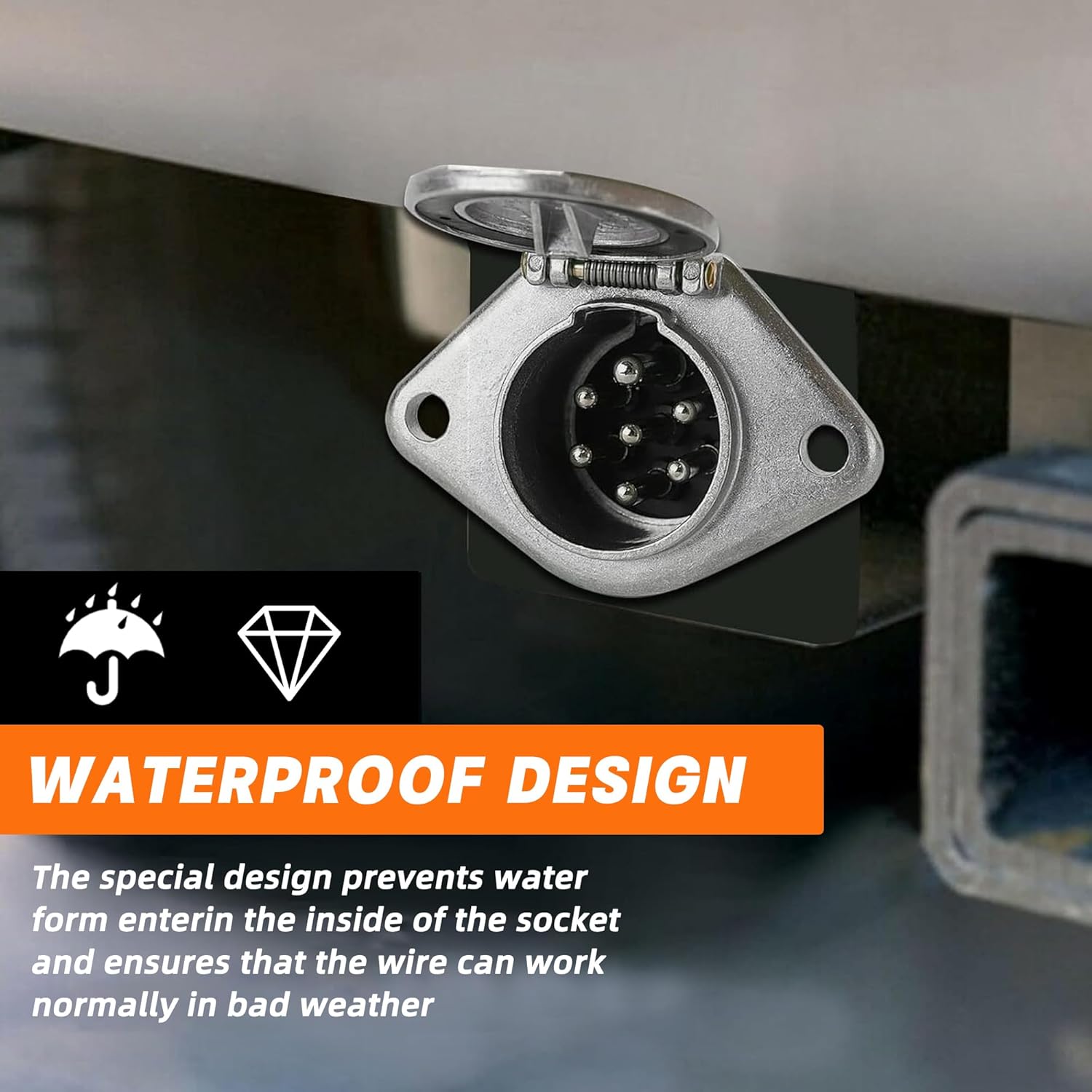 7 Way Trailer Plugs and Socket Set for Semi Truck, 2PCS 7-Pin Trailer Connector, Heavy Duty Die Cast Plug and Socket Assembly, 7 Way Adapter for Semi Truck Tractor Trailer