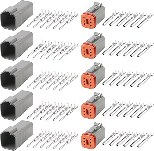 Miniatura 9 de Deutsch DT - Kit de conector de 2 pines, enchufe macho hembra impermeable, desconexión rápida, calibre de contactos estampados, cable 14-20 AWG para