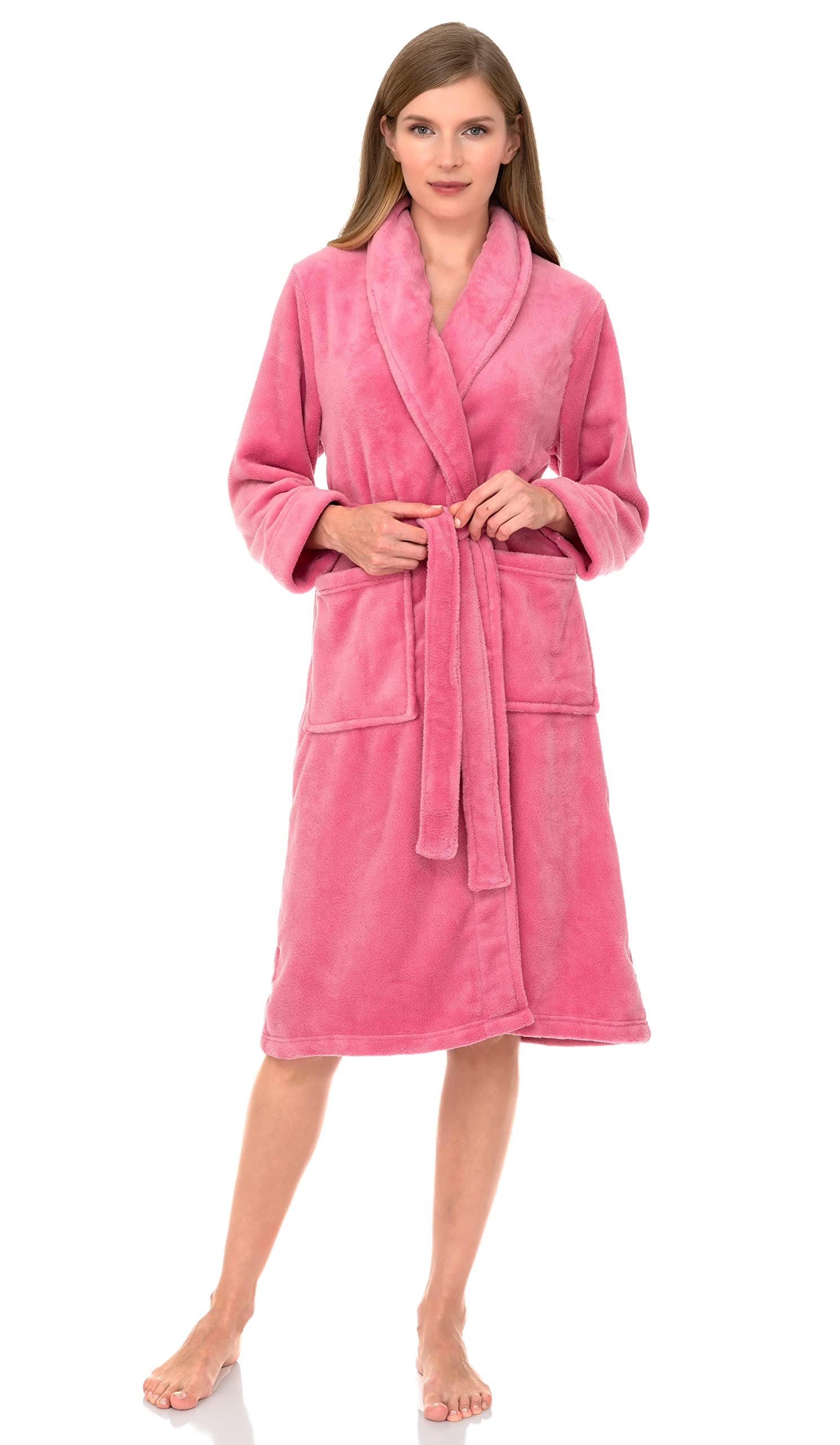 TowelSelections Womens Robe Plush Fleece Bathrobe Shawl Collar Spa Bath Robe for Women