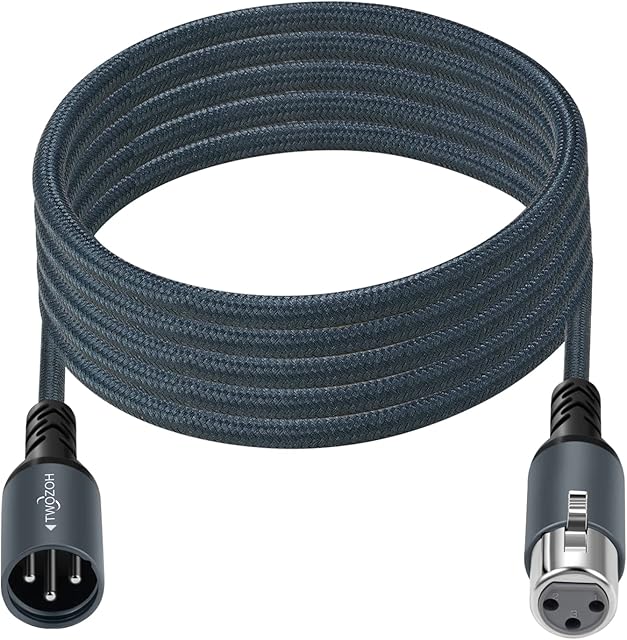 Twozoh Professional XLR Cable 0.3M, Braided Balanced 3Pin XLR Male to XLR Female HIFI Audio Microphone Cable