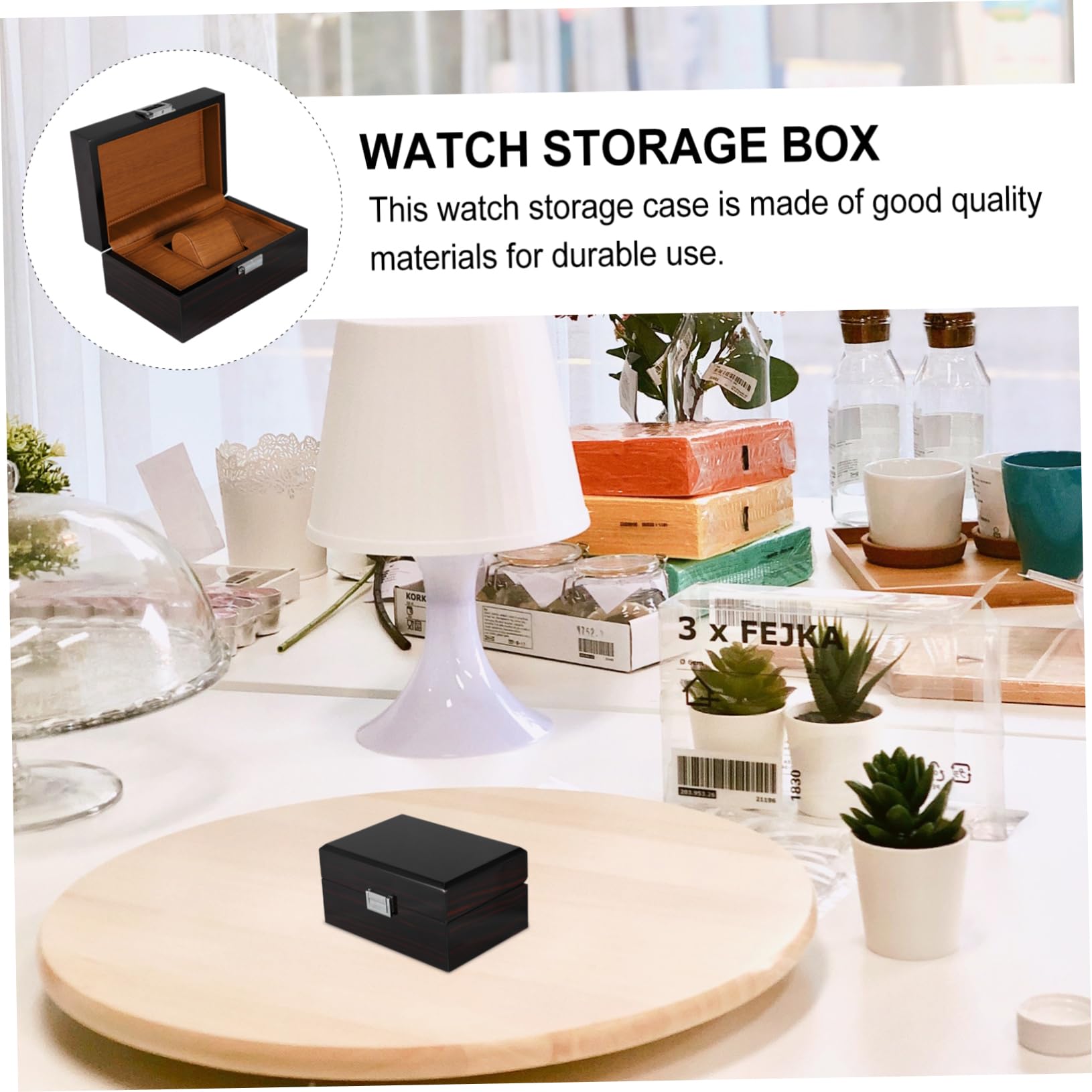 Healvian Estuche Organizador de Relojes Mini de Madera Negro