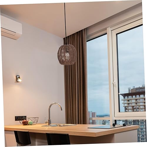 Miniatura 5 de DOITOOL Pantalla colgante tejida, pantalla de lámpara tejida, cubierta de pantalla de lámpara de ratán, pantallas de araña de ratán, pantalla de