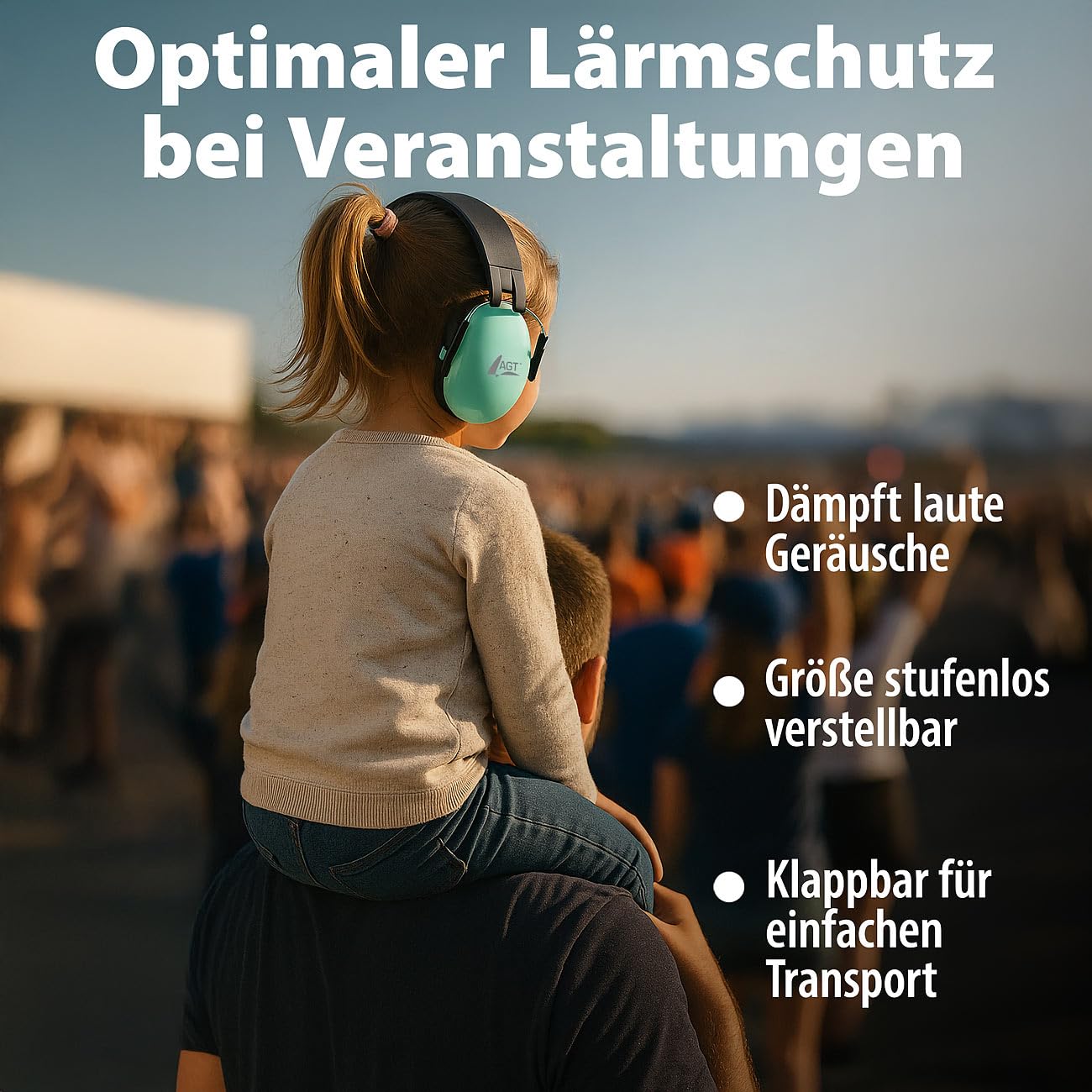AGT Gehörschutz Kinder: 4er-Set Kapselgehörschutz für Kinder, SNR 27 dB, klappbar, verstellbar (Gehörschutz Schießen, Lärmschutz Kopfhörer)