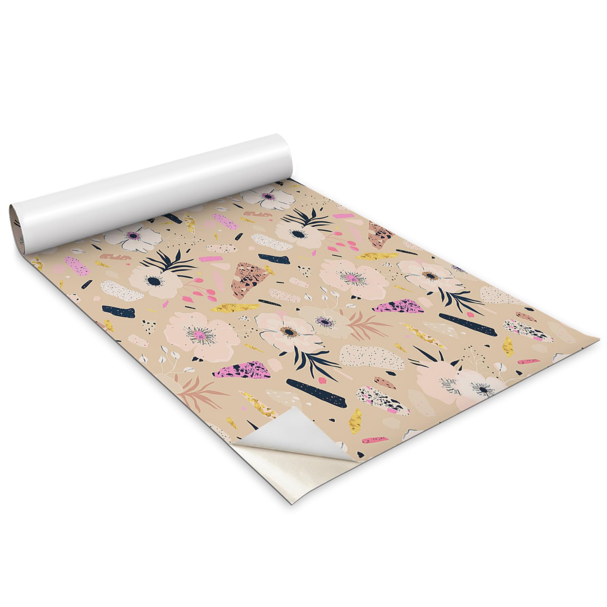 Papier Peint Adhesif Floral pour Rénover un Meuble et Armoire Abîmée