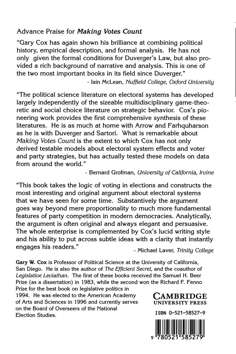 Making Votes Count: Strategic Coordination in the World's Electoral Systems