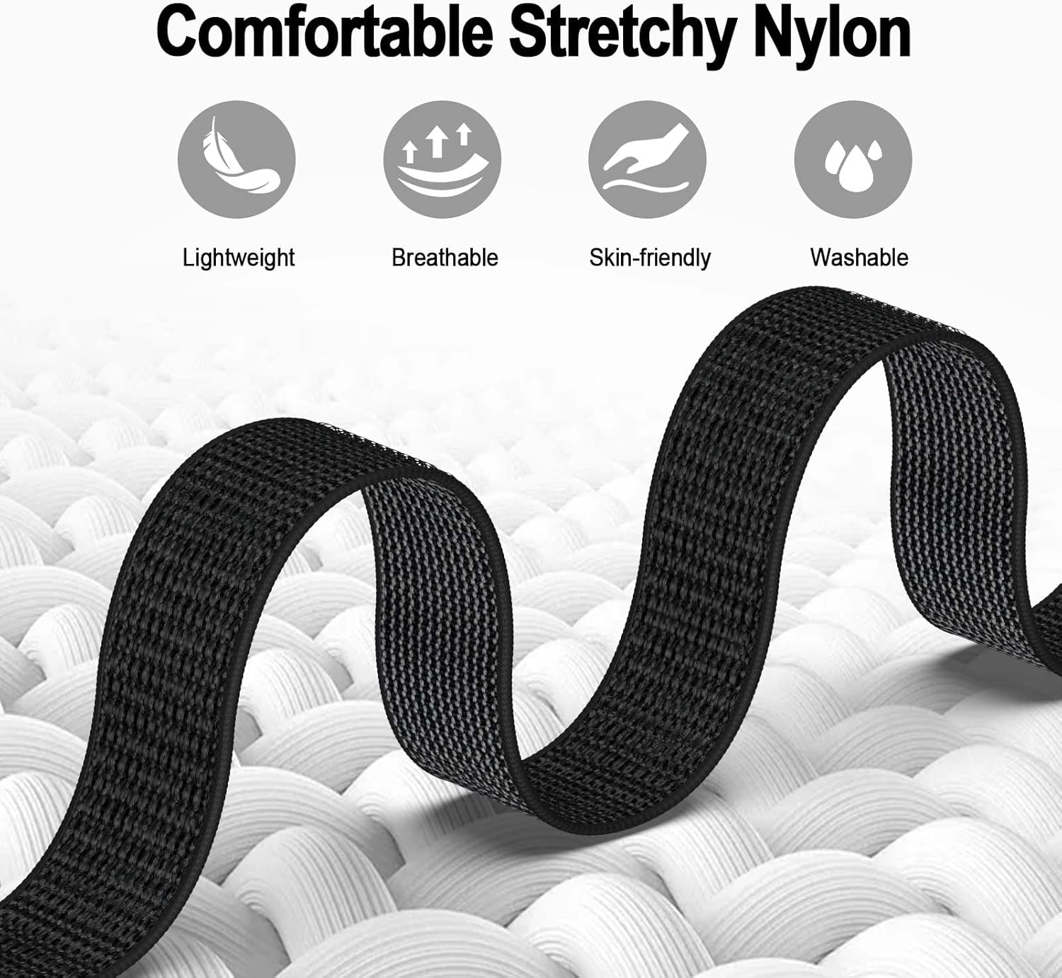 Vanet 2 Pack Bicep Bands Compatible with Amazfit Helio Straps, Nylon Soft Adjustable Hook and Loop Ankle/Arm Band, Sport Replacement Breathable Wristbands for Men & Women Fitness Training