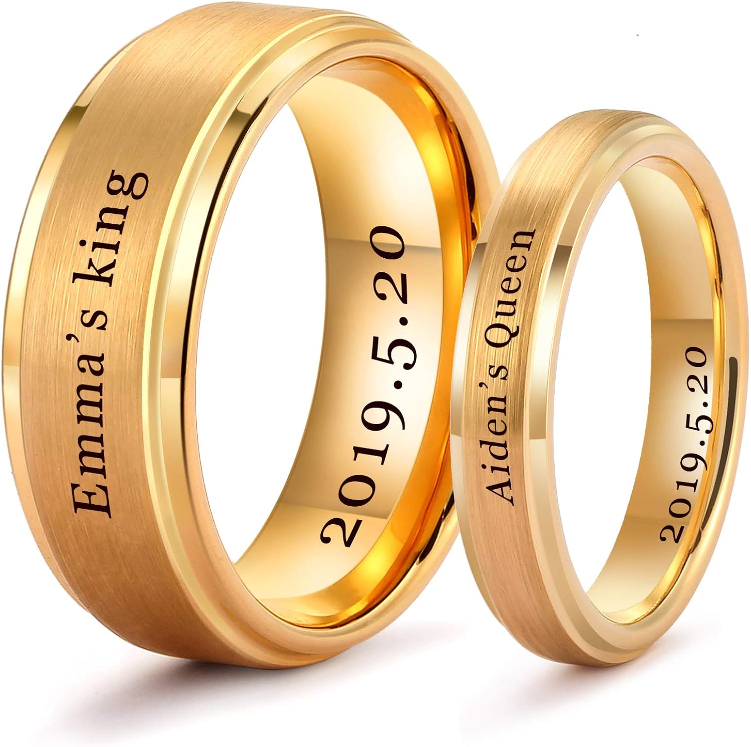 LerchPhi Personalized Gold Wedding Bands Couples Matching Rings Free