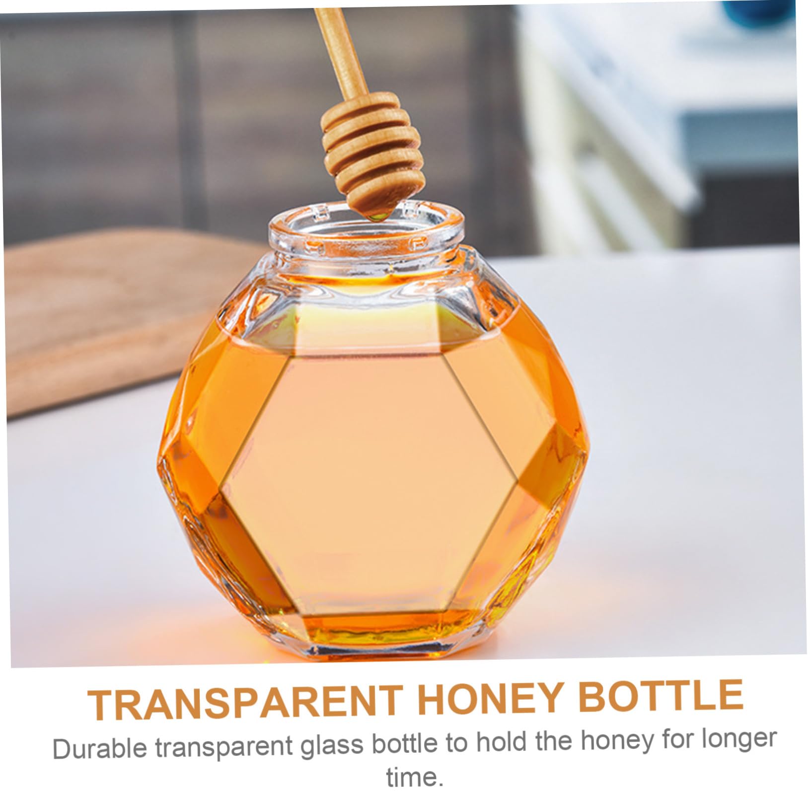 HOLIDYOYO Glass Honey Jar Bee Honey Bottle Set of 2 Honey Pots Lids Honey Jar