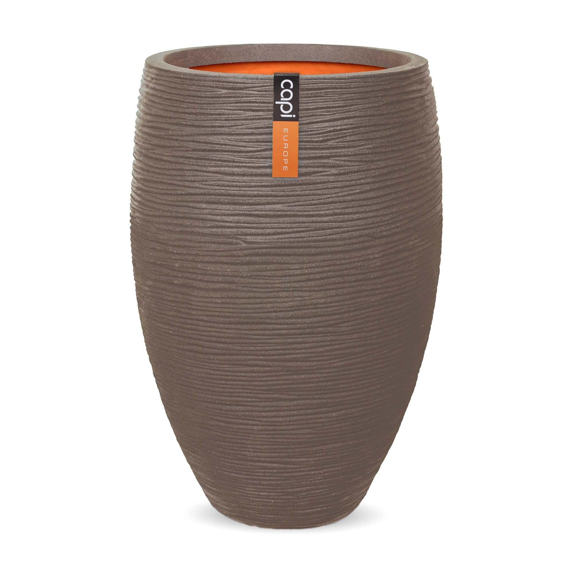 Capi Europe Rib - Warm Taupe - Vase Elegant Deluxe Rib Nl - 38X58 - Warm Taupe - Opening Ø27 - Pot For Indoor And Outdoor Use - Shatterproof - 100% Recyclable - Kwtr1131