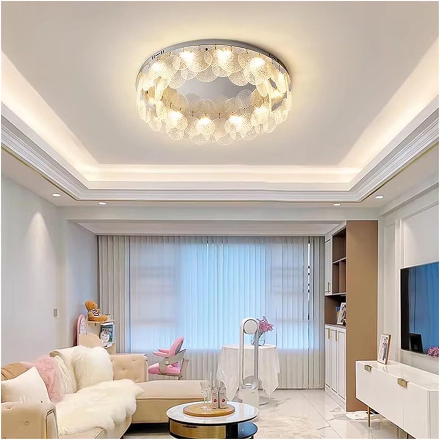 Minimalist Round Glass Crystal Ceiling Lamp Living Room Decoration Study Bedroom Led Indoor Lighting Suitable for Kitchen Islands
