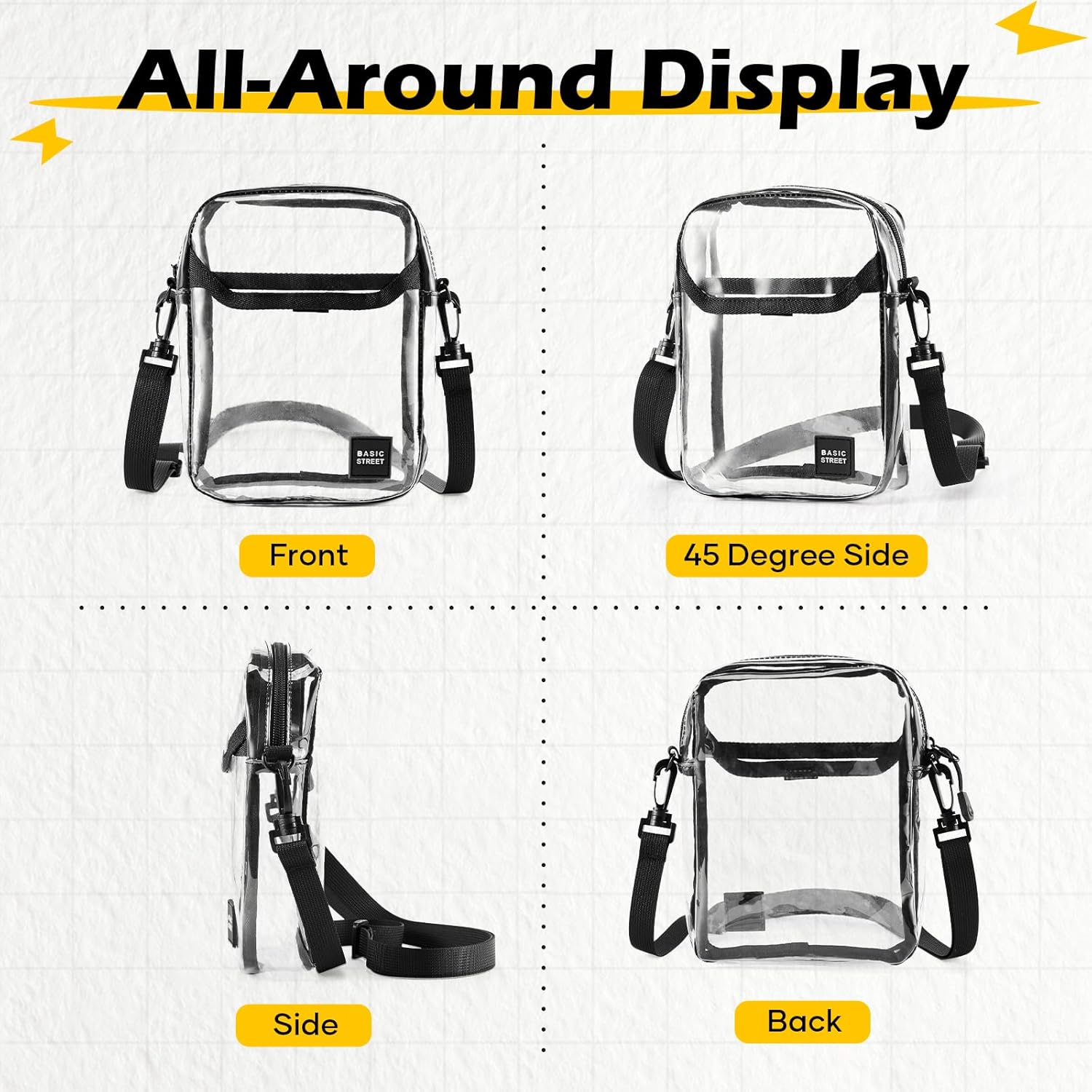 SEAFEW Clear Mini Crossbody Bag Shoulder Bag for Men, Small Messenger Satchel Bag for Women - Image 7